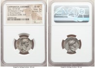 Nero (AD 54-68) with Divus Claudius I. AR didrachm (21mm, 7.41 gm, 12h). NGC Choice VF 4/5 - 5/5. Cappadocia, Caesarea, ca. AD 63-65. NEROS CLAVD DIVI...
