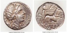 C. Allius Bala (92 BC). AR denarius (16mm, 3.68 gm, 3h). About XF. Diademed female head right; BALA behind, G below chin / C•ALLI, Diana driving biga ...