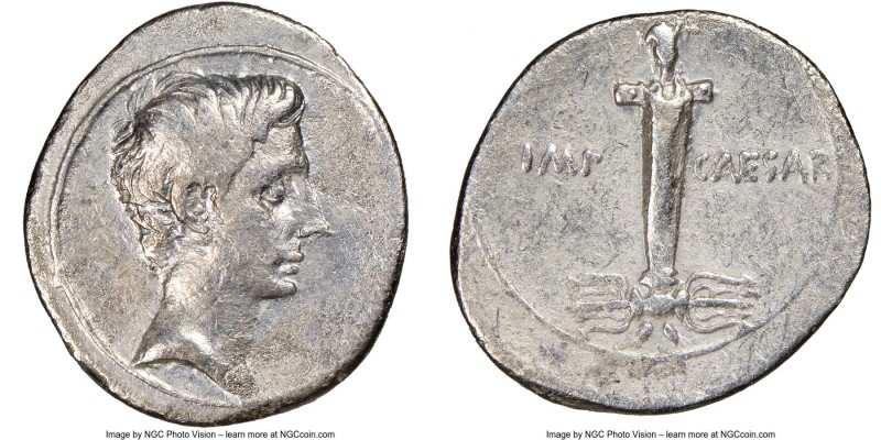 Octavian, as Sole Imperator (31-27 BC). AR denarius (22mm, 3.29 gm, 5h). NGC VF ...