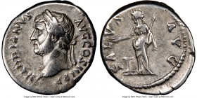 Hadrian (AD 117-138). AR Denarius (18mm, 5h). NGC VF. Rome, AD 137- July AD 138. HADRIANVS-AVG COS III P P, laureate head of Hadrian left / SALVS-AVG,...
