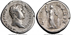 Hadrian (AD 117-138). AR denarius (17mm, 6h). NGC Choice Fine. Rome, AD 134-138. HADRIANVS-AVG COS III P P, bare head of Hadrian right / GER-MANIA, Ge...