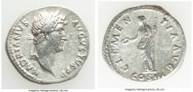 Hadrian (AD 117-138). AR denarius (18mm, 3.23 gm, 6h). Choice VF. Rome, ca. AD 129-130. HADRIANVS AVGVSTVS P P, laureate head of Hadrian right / CLEME...