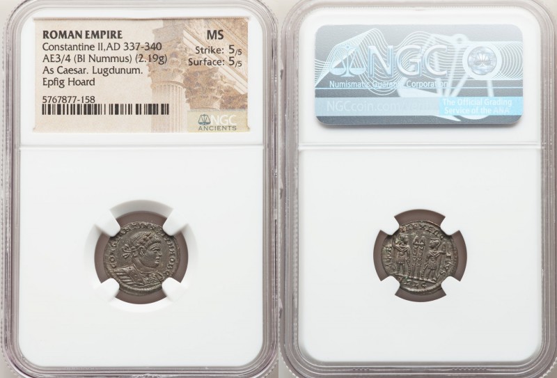 Constantine II (AD 337-340). AE3 or BI nummus (16mm, 2.19 gm, 12h). NGC MS 5/5 -...