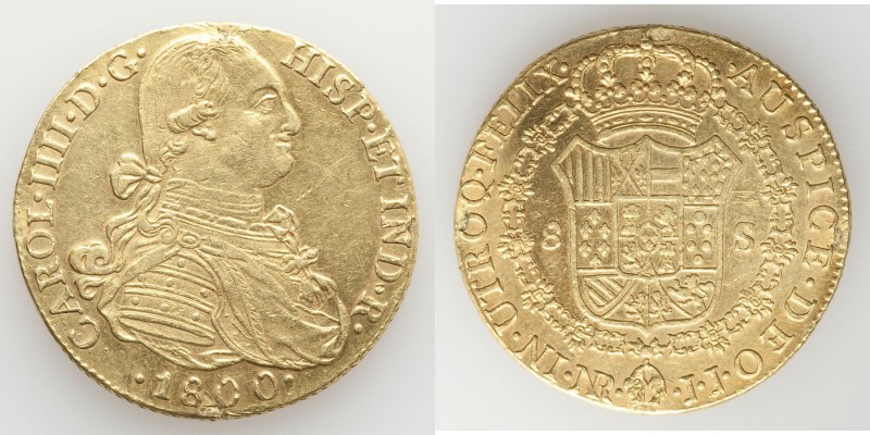 Charles IV gold 8 Escudos 1800 NR-JJ XF (Mount Removed, Cleaned), Nuevo Reino mi...