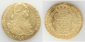 Charles IV gold 8 Escudos 1800 NR-JJ XF (Mount Removed, Cleaned), Nuevo Reino mint, KM62.1. 34.9mm. 26.95gm. AGW 0.7615 oz. 

HID09801242017

© 20...