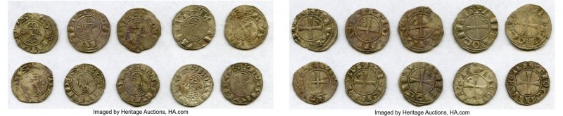 Principality of Antioch 10-Piece Lot of Uncertified Bohemond Era "Helmet" Denier...