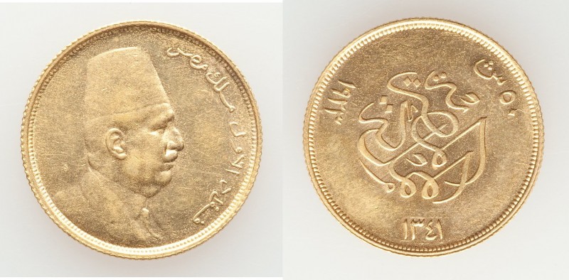 Fuad I gold 50 Piastres AH 1341 (1923) UNC, British Royal mint, KM340. 20mm. 4.2...
