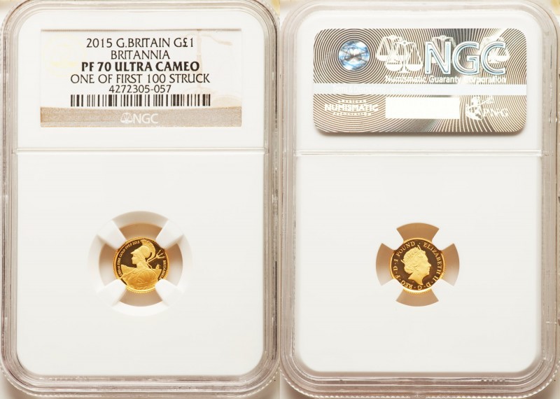 Elizabeth II gold 5-Piece Britannia Proof Set 2015 PR70 Ultra Cameo NGC, KM-Unl....