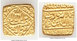 Anonymous gold Imitative Temple Token AH 786 (AD 1384/1385)-Dated XF, 17.5mm. 12.01gm. A later issue struck in style of an Akbar Square Mohur from Urd...