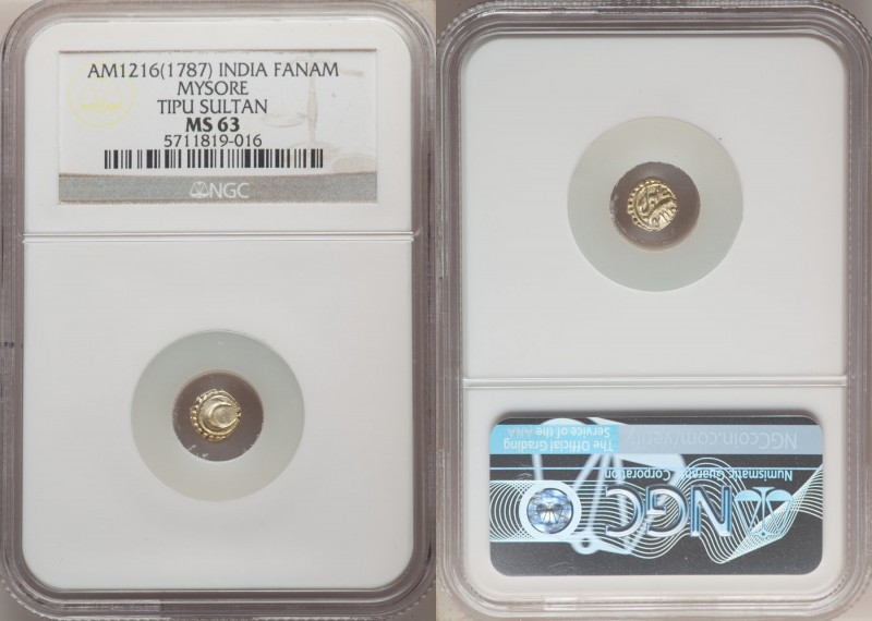 Mysore. Tipu Sultan 8-Piece Lot of Certified Assorted gold Fanams NGC, 1) Fanam ...