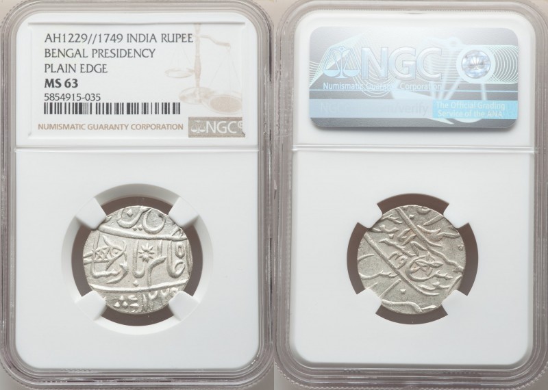 British India. Bengal Presidency Rupee AH 1229 Year 17/49 (1815) MS63 NGC, Benar...