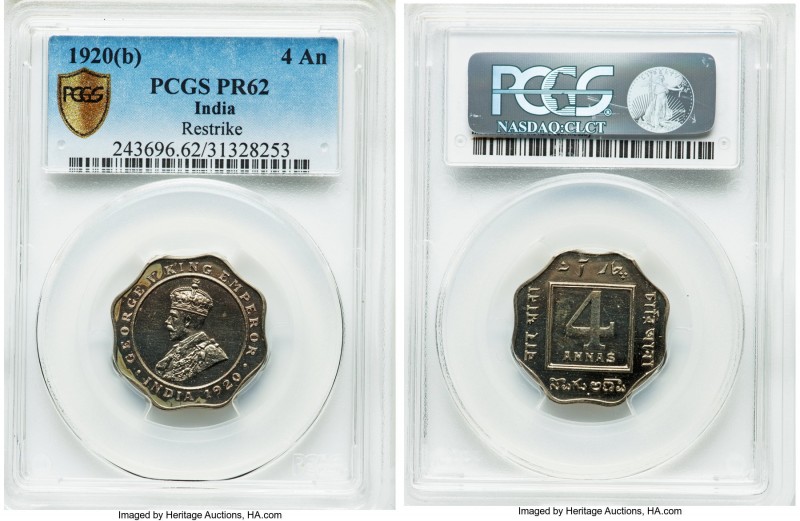 British India. George V Proof Restrike 4 Annas 1920-(b) PR62 PCGS, Bombay mint, ...