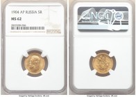 Nicholas II gold 5 Roubles 1904-AP MS62 NGC, St. Petersburg mint, KM-Y62. AGW 0.1245 oz. 

HID09801242017

© 2020 Heritage Auctions | All Rights R...