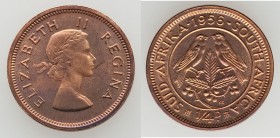 Elizabeth II 11-Piece Uncertified Proof Set 1956, Pretoria mint, KM-PS35. Mintage: 350. Includes 1/4 Penny through the 1 Pound, 3 Bronze, 6 Silver, 2 ...