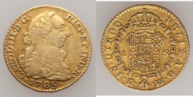 Charles III gold Escudo 1785 M-DV VF, Madrid mint, KM416.1. 17.3mm. 3.35gm. Last year of type. AGW 0.0979 oz. 

HID09801242017

© 2020 Heritage Au...