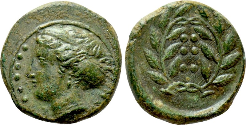 SICILY. Himera. Hemilitron (Circa 415-409 BC). 

Obv: Head of nymph left; six ...