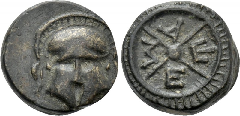 THRACE. Mesambria. Ae (4th-3rd centuries BC). 

Obv: Facing Corinthian helmet....