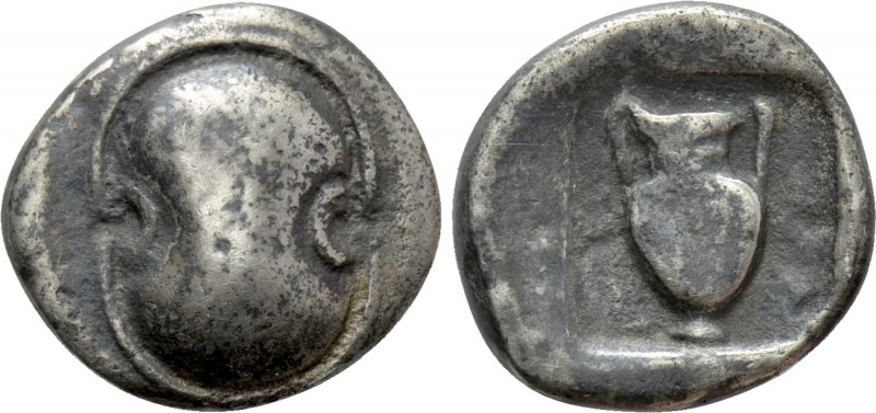 BOEOTIA. Thebes. Drachm (Circa 304-294 BC).

Obv: Boeotian shield.
Rev: Ampho...