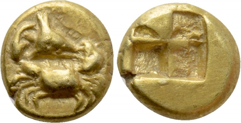 MYSIA. Kyzikos. EL Hemihekte (Circa 550-500 BC).

Obv: Crab; above, head of tu...