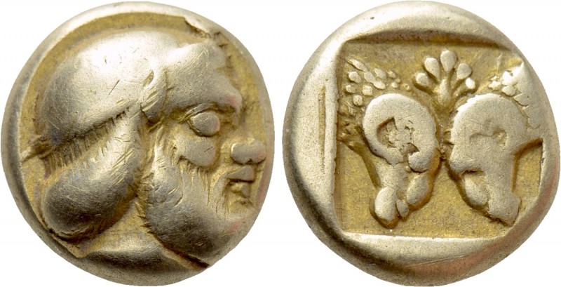 LESBOS. Mytilene. EL Hekte (Circa 454-428/7 BC). 

Obv: Head of Silenos right,...