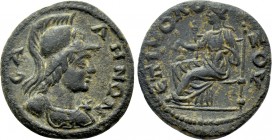 LYDIA. Sala. Pseudo-autonomous. Time of Caracalla (198-2178). Ae Hemiassarion. Moloxos, magistrate.