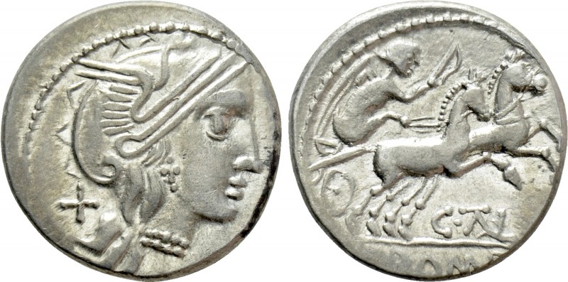 C. THALNA. Denarius (After 154 BC). Contemporary imitation of Rome. 

Obv: Sty...