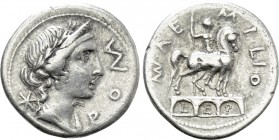 MN. AEMILIUS LEPIDUS. Denarius (114-113 BC). Rome.