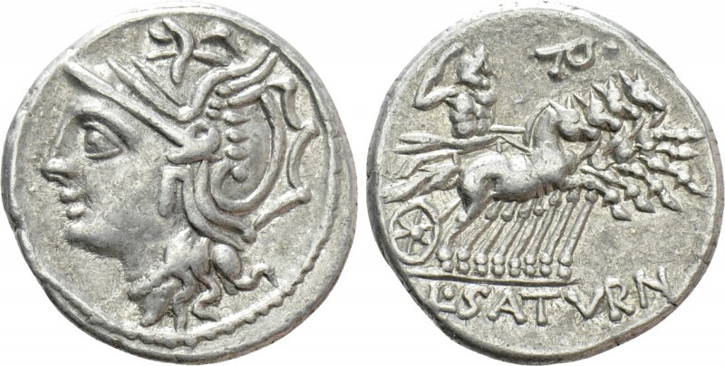 L. APPULEIUS SATURNINUS. Denarius (104 BC). Rome. 

Obv: Helmeted head of Roma...