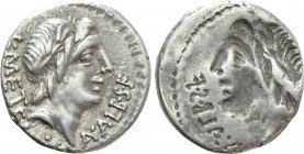 C. MALLEOLUS, A. ALBINUS SP. F. and L. CAECILIUS METELLUS. Denarius (Circa 96 BC). Rome. Obverse brockage.