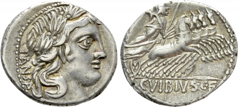 C. VIBIUS C.F. PANSA. Denarius (90 BC). Rome. 

Obv: PANSA. 
Laureate head of...