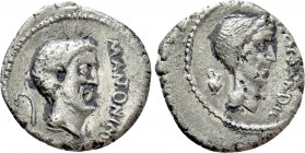 MARK ANTONY and JULIUS CAESAR. Denarius (43 BC). Mint traveling with Antony in Cisalpine Gaul.