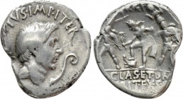 SEXTUS POMPEIUS MAGNUS PIUS. Denarius (37/6 BC). Uncertain Sicilian mint.
