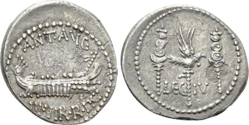 MARK ANTONY. Denarius (32-31 BC). Patrae(?). 

Obv: ANT AVG III VIR R P C. 
G...