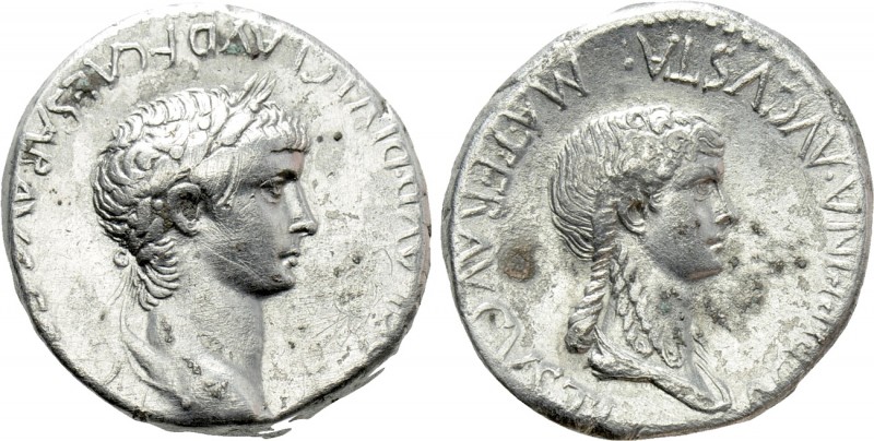 NERO with AGRIPPINA II (54-68). Didrachm. Caesarea. 

Obv: NERO CLAVD DIVI CLA...