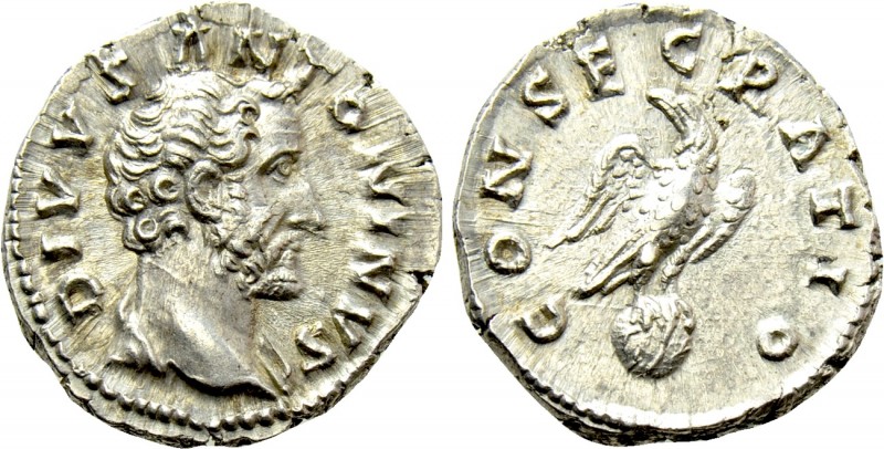 DIVUS ANTONINUS PIUS (Died 161). Denarius. Rome. Struck under Marcus Aurelius (1...