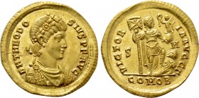 THEODOSIUS I (379-395). GOLD Solidus. Sirmium.