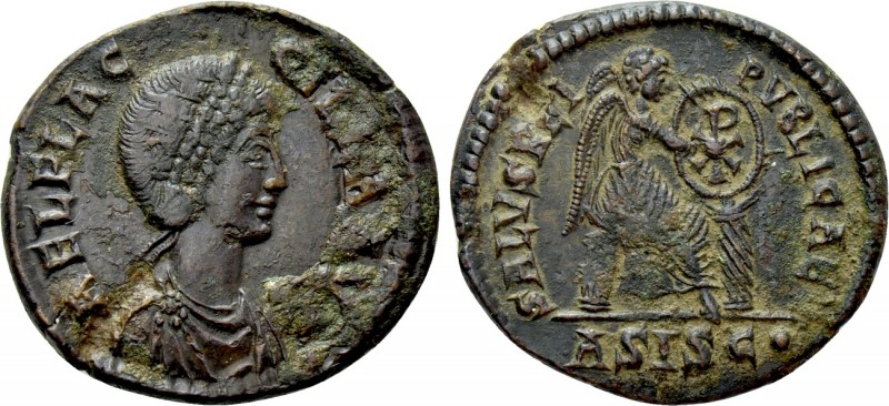 AELIA FLACCILLA (Augusta, 379-388). Follis. Siscia. 

Obv: AEL FLACCILLA AVG. ...