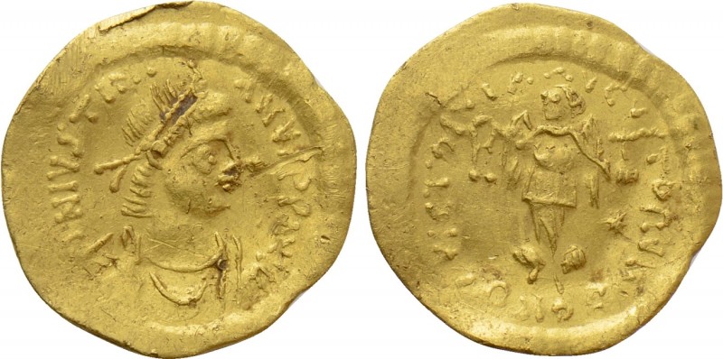 JUSTINIAN I (527-565). GOLD Tremissis. Constantinople. 

Obv: D N IVSTNIANVS P...