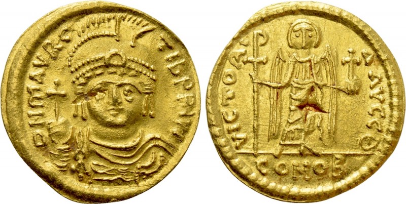 MAURICE TIBERIUS (582-602). GOLD Solidus. Constantinople. 

Obv: D N MAVRC TIЬ...