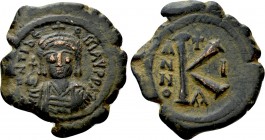 MAURICE TIBERIUS (582-602). Half Follis. Constantinople. Dated RY 1 (582/3).