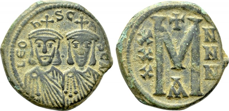 LEO III THE "ISAURIAN", with CONSTANTINE V (717-741). Follis. Constantinople. 
...