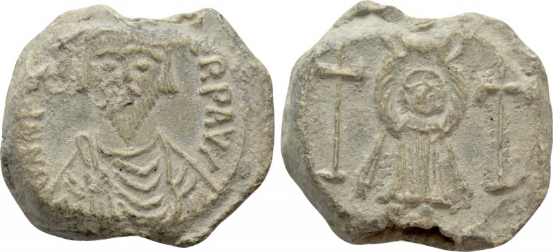 BYZANTINE SEALS. Phocas (Emperor, 602-610). 

Obv: The Virgin Mary standing fa...