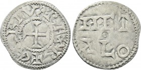 CAROLINGIANS. Charles the Simple (898-922). Denier. Melle.