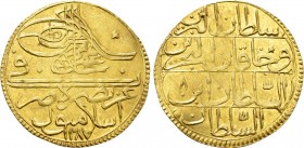 ISLAMIC. Turkey. Abdul Hamid I (AH 1188-1203 / 1774-1789 AD). GOLD Zeri mahbub.  Islambul. Dated AH 1187 (1773 AD).