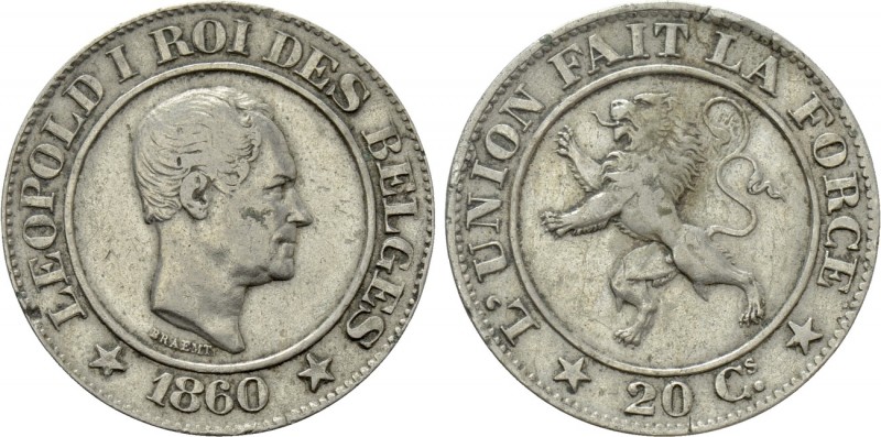 BELGIUM. Leopold I (1831-1865). 20 Centimes (1860). Brussels. 

Obv: LEOPOLD I...