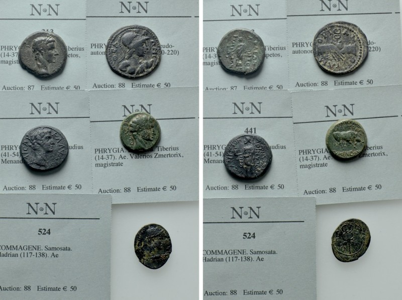 5 Roman Provincial coins. 

Obv: .
Rev: .

. 

Condition: .

Weight: g....