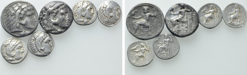 6 Greek Coins; Tetradradrachms and Drachms. 

Obv: .
Rev: .

. 

Conditio...