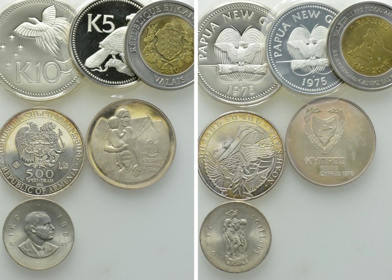 6 Modern Coins; mostly Silver. 

Obv: .
Rev: .

. 

Condition: See pictur...