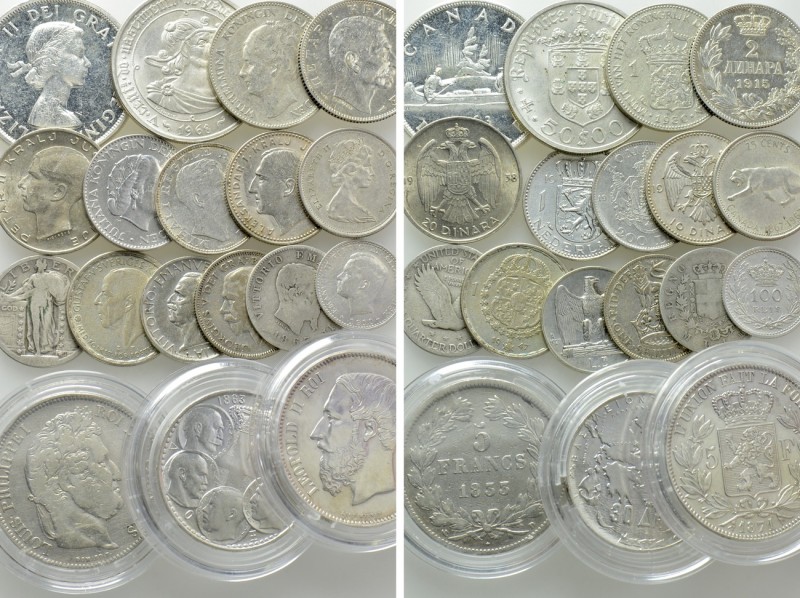 18 Silver Coins; France, Belgium etc. 

Obv: .
Rev: .

. 

Condition: See...