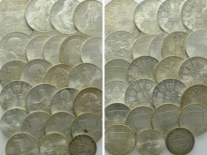 24 Modern Silver Coins of Austria. 

Obv: .
Rev: .

. 

Condition: See pi...